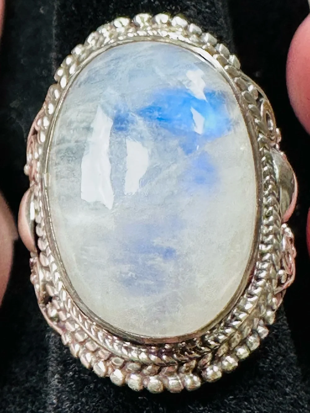 Handmade Rainbow Moonstone Statement Ring | Sterling Silver | One of a Kind